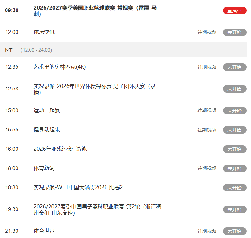8868体育今日重要赛事!10月21日,CCTV5、CCTV5+节目表